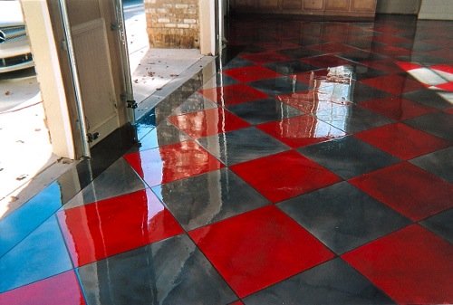 garageresurfacingstainedcheckerboard